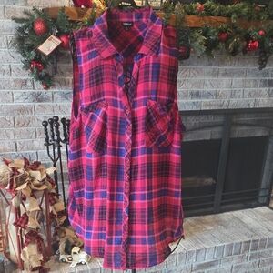 Torrid Pink and Blue Plaid Top